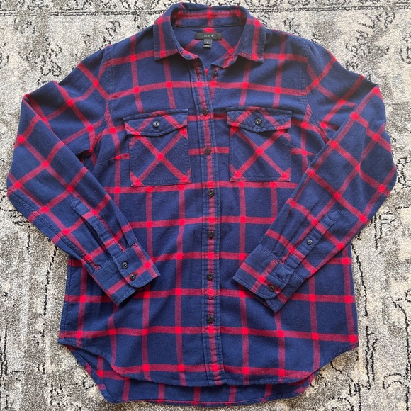 J. CREW 100% COTTON FLANNEL BUTTON DOWN - Picture 1 of 3